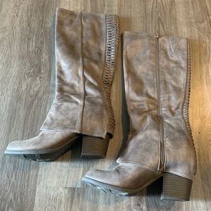 Leather knee high boots